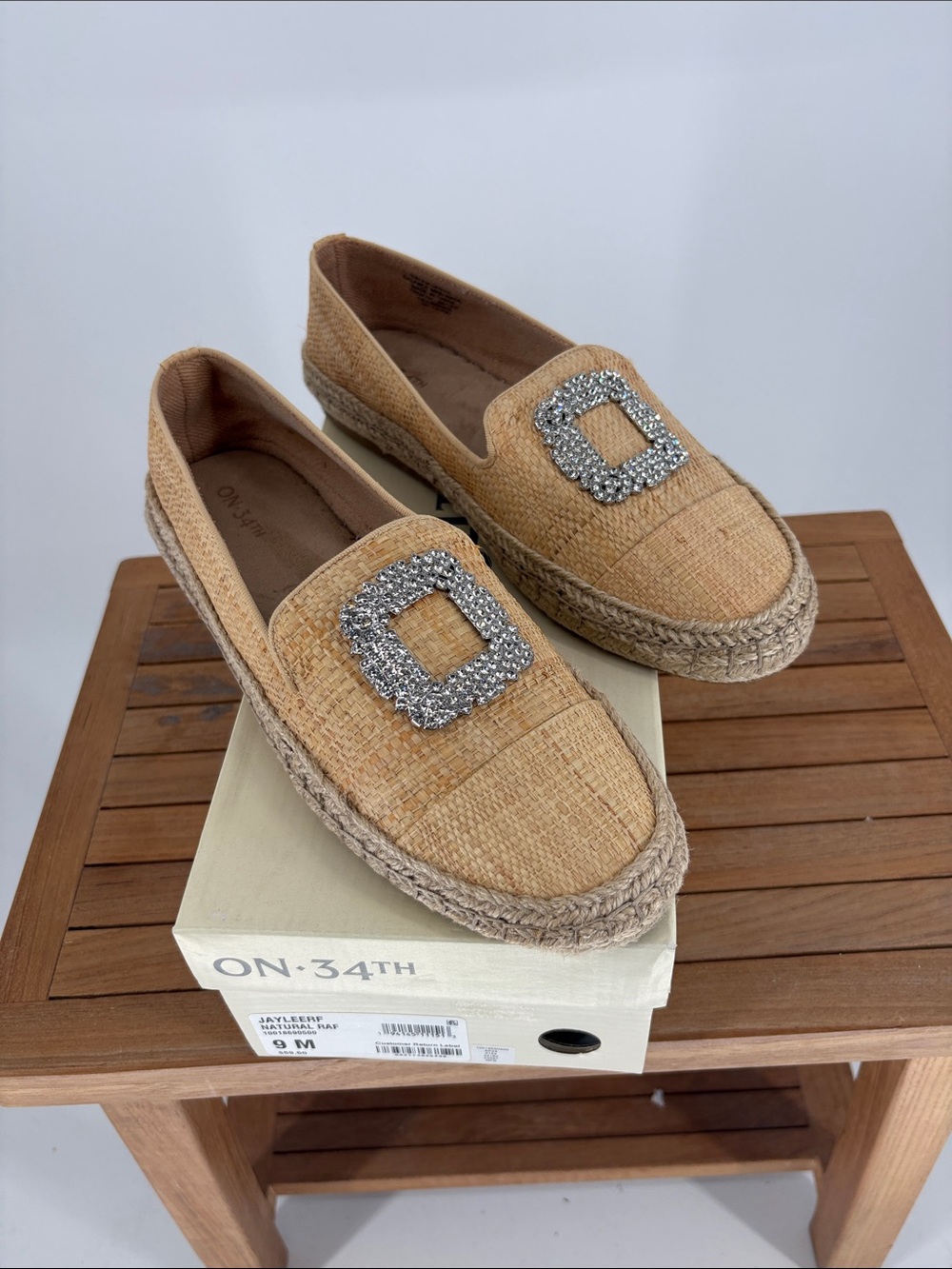 New ON 34th JAYLEERF  NATURAL Loafers with Decorative Buckle SIZE 9M